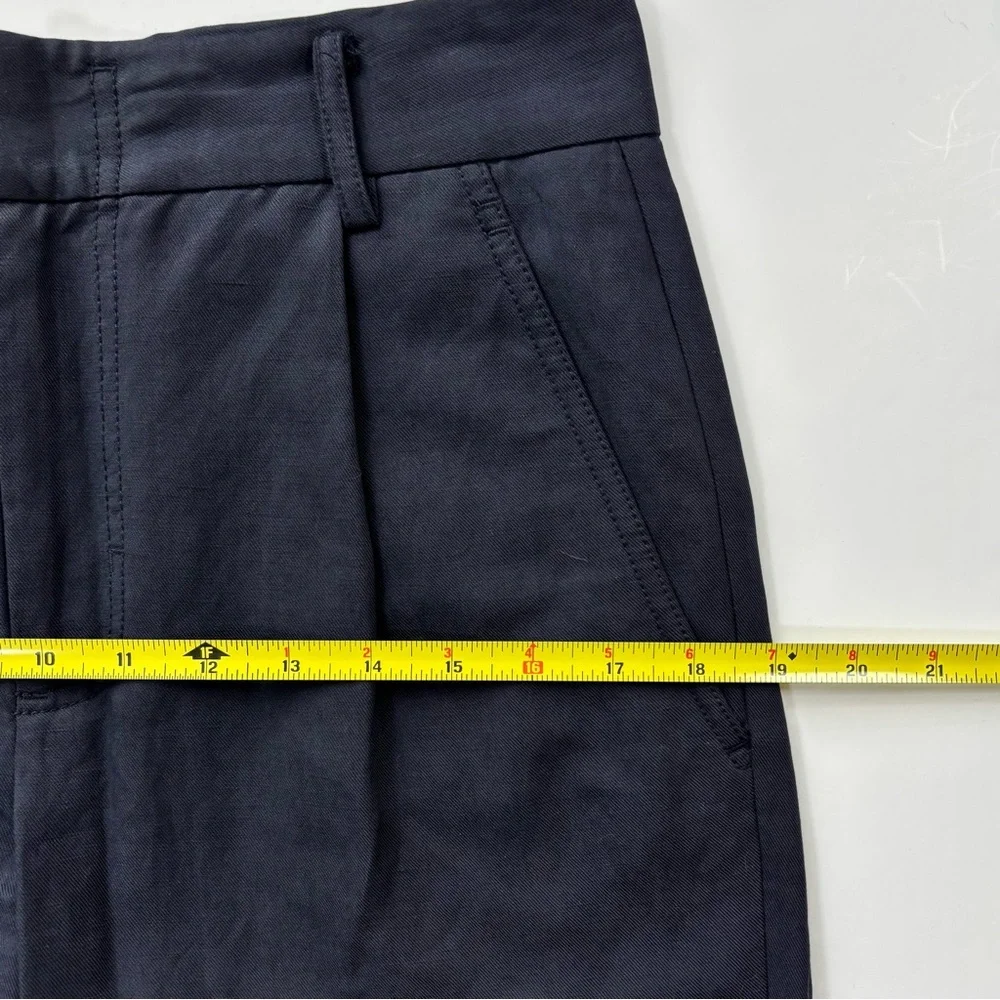 VINCE Navy Linen Cropped Tapered‎ Ankle Business Casual Pants Size 4